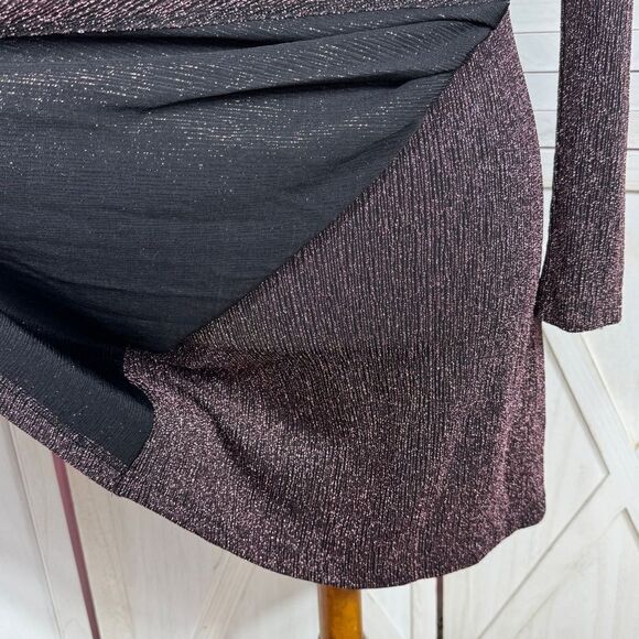 Greylin Jackie Metallic Knit Mock Neck Sheath Dress Purple Small Party Cocktail - Picture 8 of 16